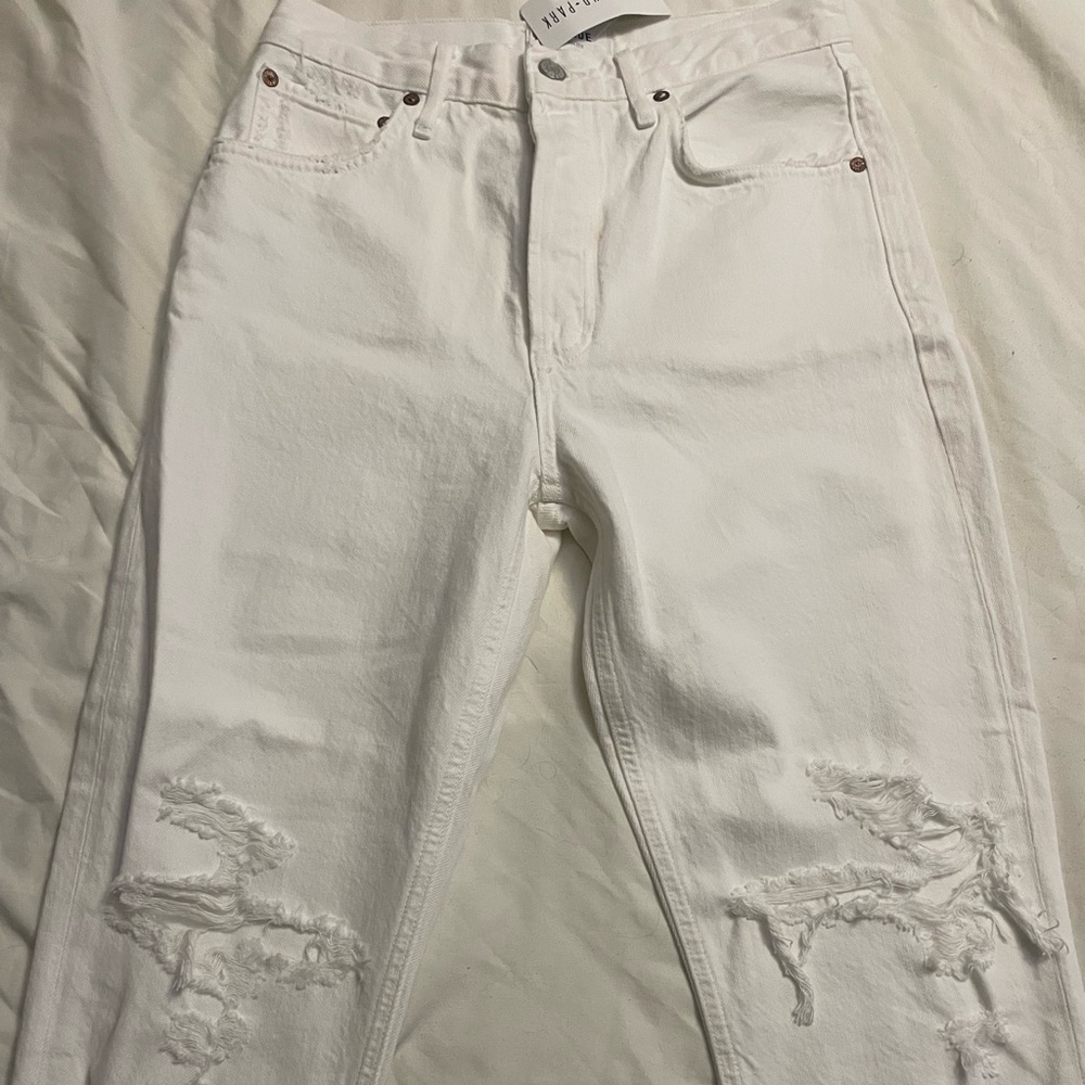 NWT Agolde Riley in slant white jeans